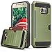 Galaxy S7 Edge Case, TILL(TM) Impact Resistant Protective Shell Galaxy Wallet Cover Shockproof Rubber Bumper Case Anti-Scratches Hard Cover Skin with Card Slot for Samsung Galaxy S7 Edge G9350, Green
