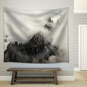 High Mountain Cliffs in The Dolomites - Fabric Wall Tapestry Home Decor - 51x60 inches
