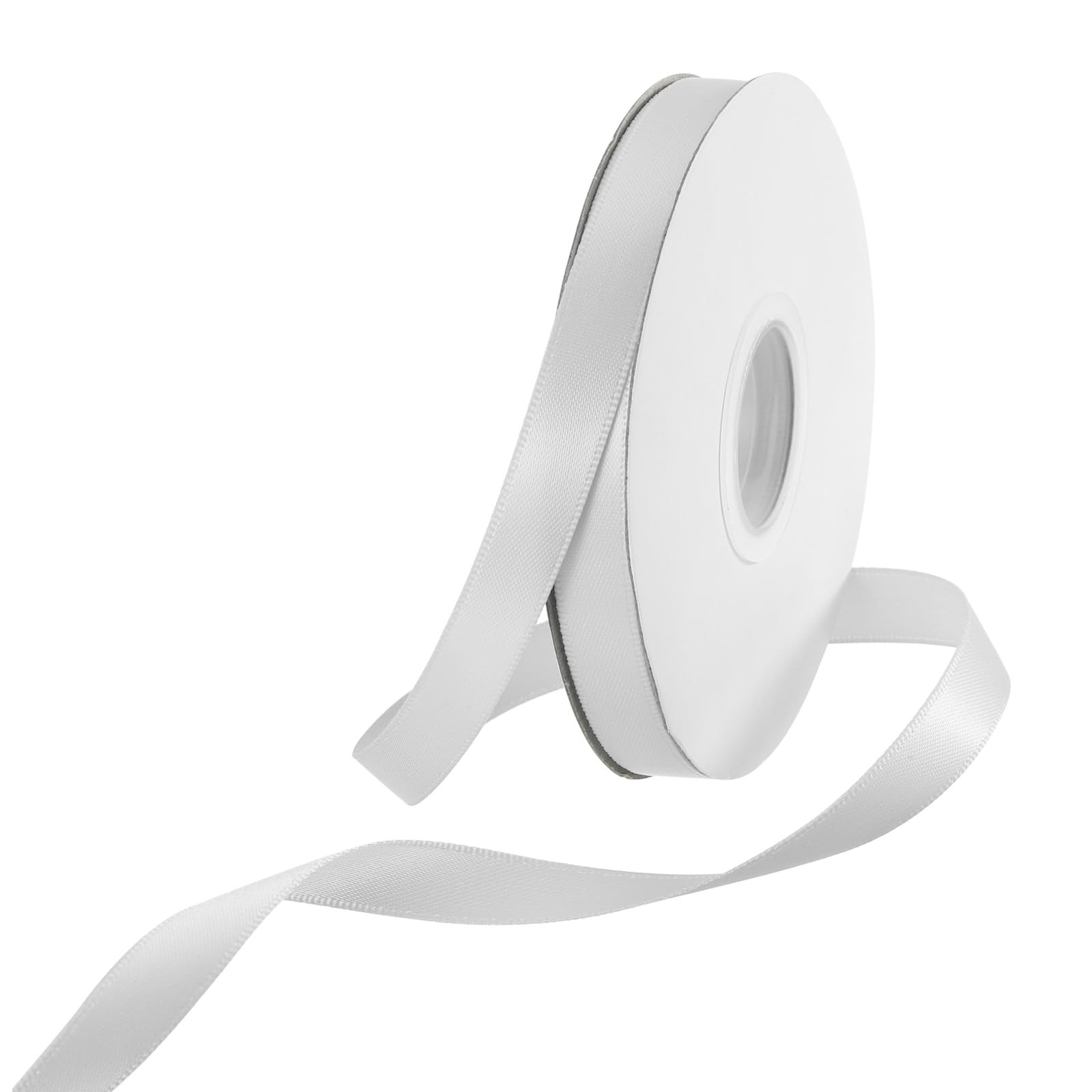 Rebower 10mm Satin Ribbon 91m Thick Double Face Grosgrain Silk Ribbon, [for Gift Wrapping, Hair Bows, Wedding, Cake, Flower] - 100 Yard/300ft/ Grey