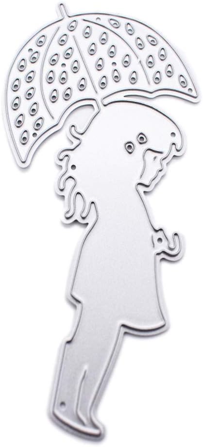 taxiner Little Girl Under The Umbrella Metal Cutting Dies Stencil DIY Scrapbooking Album Stamp Paper Card Embossing Decor Craft