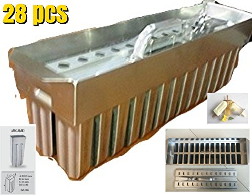 28pcs Stainless Steel Molds for Popsicles Maker Ice Lolly Ice Cream Pops Bars Stick Holder Stainless Steel Ice Cream Mold Popsicle Mold Ice Pop Mould COMMERCIAL Popsicle mold (28 popsicle mold basket)