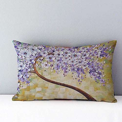 QHB Pillow Cover for Couch Sofa,Tree Natural Pattern Sentiment Rectangle Pillowcases Embroidered Decorative for Home Sofa Bed Office Ship Car 12 x 20In (M)