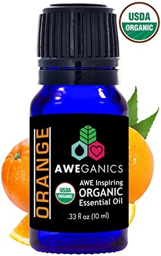 Aweganics Pure Orange Oil USDA Organic Essential Oils, 100% Pure Natural Premium Therapeutic Grade, Best Aromatherapy Scented-Oils for Diffuser, Home, Office, Women, Men - 10 ML - MSRP $14.99