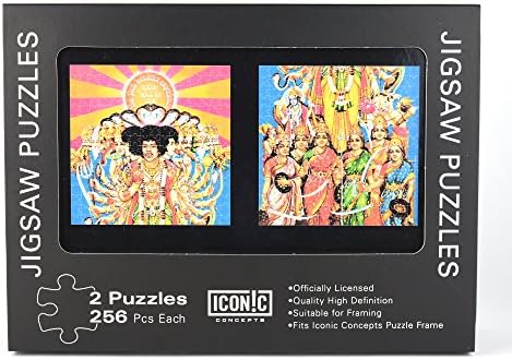 TWO OFFICIAL LICENSED JIMI HENDRIX 256 PIECE AXIS BOLD AS LOVE JIGSAW PUZZLES IN TIN GIFT BOX