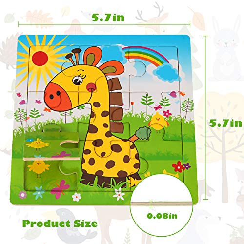 Libay Wooden Puzzle for Kids Ages 2-5 Years Old, 9 Pieces Preschool Educational and Learning Toy Animal Jigsaw Puzzles Set Gift for Boys and Girls (6 Puzzles)