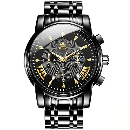 OLEVS Watches for Men Dress Watch with Day Classic Wrist Watches Multifunction Luminous Men Stainless Steel Wristwatch Water Resistant Chronograph Men Business Watches