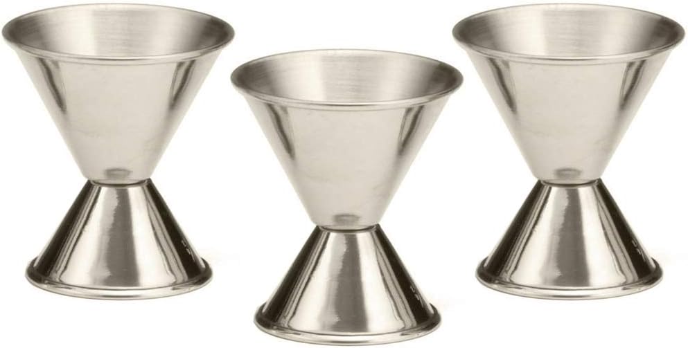 (3 Pack) Double 1/2 & 1 Oz Bar Jigger, Stainless Steel Cocktail Jiggers "Pony Shot" Measuring Liquor/Bartender Supplies by Tezzorio