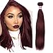 8A Peruvian Hair Virgin 99j Burgundy Straight Hair Weaves 100% HUman Hair One Bundle Peruvian Pure Color Silky Straight Hair Weft(99j 16inch)