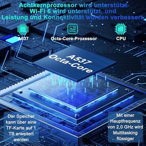 2026 Tablet Android 15 Octa Core Tablets 10 Zoll mit 64 GB ROM + 2 TB TF | 5G + 2,4G WiFi|Bluetooth 5.0 |8 MP + 5 MP | Typ C,Touchscreen-Tablet mit Hülle, Tastatur und Maus-Tiefschwarz