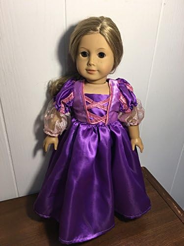 Fits American 18" Girl Doll Clothes Renaissance Rapunzel Inspired Long Gown Purple Clothes Only