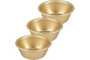 Beavorty Makgeolli Korean Traditional Wine Bowls Set of 3 Aluminum Yellow Rice Soup Bowls for Hiking