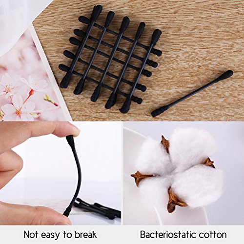 Lameila 200Pcs Cotton Swabs Black Double Tipped Cotton Buds Spiral Head Multipurpose Safe Highly Absorbent Hygienic Cleaning Sterile Sticks - Thumbnail 5