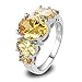 Psiroy 925 Sterling Silver Plated Created Citrine Filled 5 Stone Engagement Ring Band Size 6