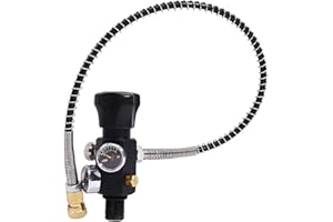 Fenduoer M18x1.5 DIN Valve Scuba Adapter with Dual Gauge,High Pressure 30 Mpa/300bar/4500psi with 24-inch-Long Black Filling Air Hose for HPA Tank,Air Tank,Paintball Scuba Fill Stations,PCP Air Rifle