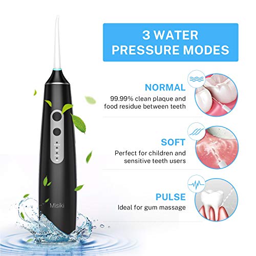 Misiki Water Flosser Cordless, Dental Oral Irrigator for Teeth, IPX7 Waterproof Portable Oral Irrigator, Electric Water Flosser with Build-in 2000mAh Rechargeable Lithium Battery for Home and Travel