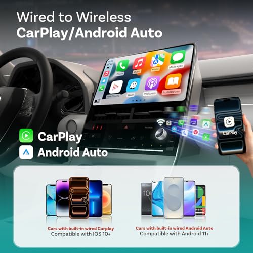 OTTOCAST Mini Tube 2026 Adaptador Inalámbrico para Apple CarPlay y Android Auto, Conexión Automática Plug & Play, WiFi 5 GHz Estable, Compatible con iPhone y Android, Carcasa Premium de Aluminio