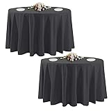 2 Pack Black Round Tablecloths, 120 Inch Stain