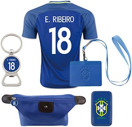 #18 E. Ribeiro (6 in 1 Combo) Brazil Away Match Soccer Adult COPA 2016 Jersey
