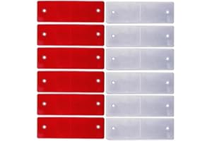 12 Pcs Self Adhesive Heavy Duty Rectangular Reflectors, High Visibility Red Safety Reflectors for Driveway, Rear, Trailers & 