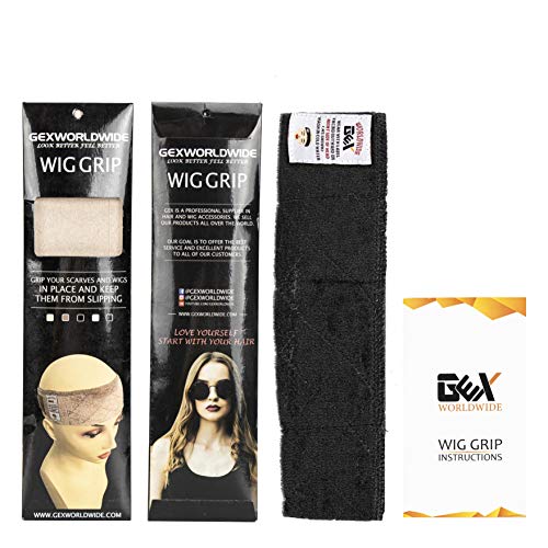 GEX Wig Grip Band Adjustable Wig Comfort Band with Adjustable Hook and Loop Fastener Non Slip Breathable Thin Head Hair Band to Keep Wig Secured and Prevent Headaches (Black)