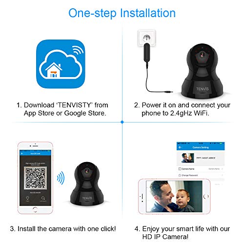 Pet Monitor Camera - TENVIS HD Wireless IP Camera w/Motion Detection, Two-Way Audio, Night Vision, iOS, Android App, Ideal Baby/Dog/Elder Security Camera