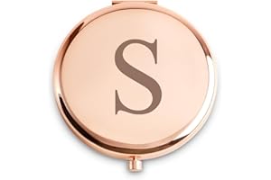 QUSTGO Personalized Compact Mirror, Monogrammed Initial, Basket Stuffers, Present for Birthday Valentines Day Galentines, Unique Gifts for Women Teenagers Girls Her Friends Mom Wife Grandma Sister Daughter