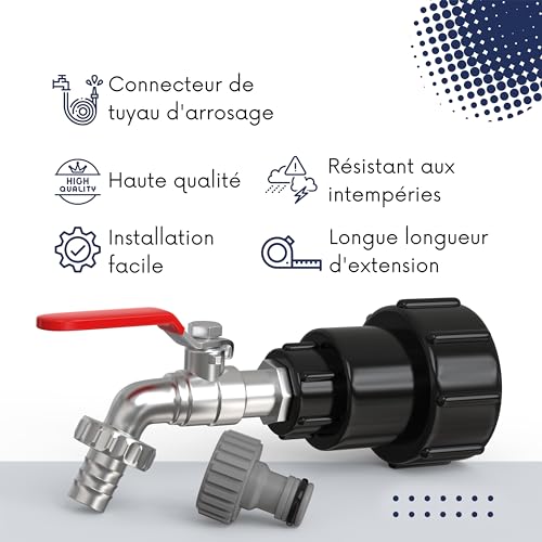 "1000L 1/2 S60X6 IBC- Integrated extension, tank connection 1000 liters, designed and specially adapted for the use of IBC tanks in France, tank cap 1000l, tank connection 1000 liters,