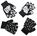 N'Ice Caps Girls Glow in the Dark Magic Stretch Winter Gloves 2 Pair Pack (8-14 Years, Black/White)