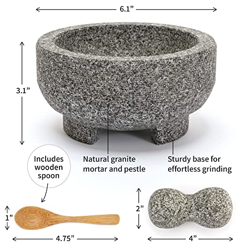 Giovy Brands USA Granite Mortar and Pestle Set Stone Bowl For