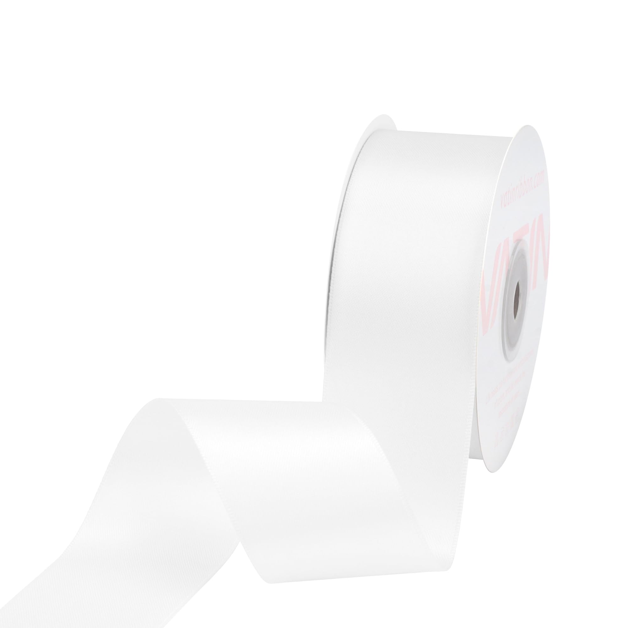 VATIN 38mm Wide Double Faced Polyester White Satin Ribbon - 45 Metre, Perfect for Wedding, Gift Wrapping, Bow Making & Other Projects
