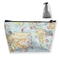 YOUNGSSDD Makeup Bag for Purse Travel Makeup Pouch Mini Cosmetic Bag for Women Girls Atlas World Map Blue Travel