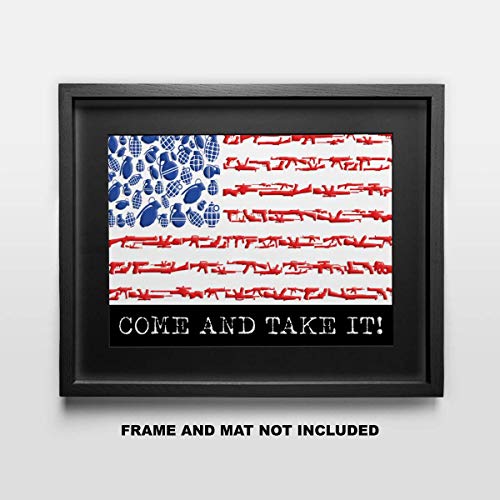 Second Amendment Come and Take It Fine Art Print - 11x14 Unframed Photo Art - Great Gift for Defenders of America and Love Their Guns. Perfect for the Game Room, Man Cave. Limited Intro Pricing