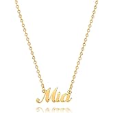 Hidepoo Mia Necklace - 18K Gold Plated Name Mia Necklace for Women Jewelry