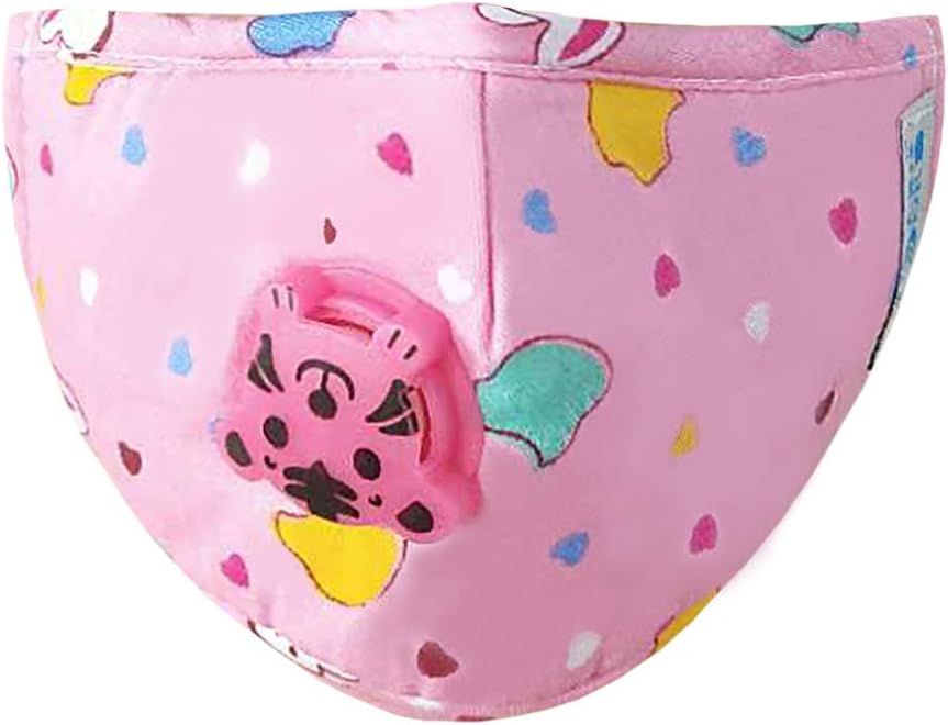 Jascaela Reusable Cotton Mouth Mask with Breathing Valve Washable PM2.5 Half Face Mask Anti Dust Pollution Respirator Exhalation Valve 5 Layer Activated Carbon Air Filter (1 Pink Mask and 1 Filter)