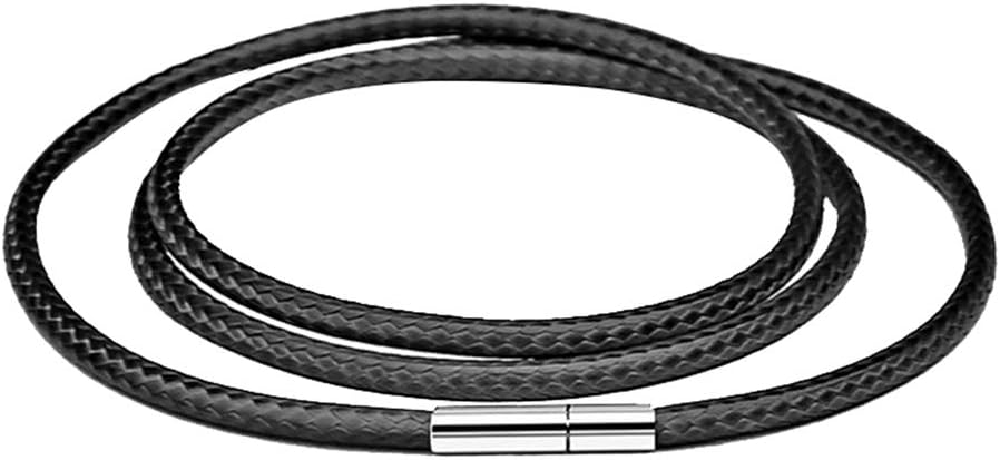 GZQ Braided Chain Necklace Womens Mens Woven Wax Rope Jewelry with Stainless Steel Clasp 2mm Wide