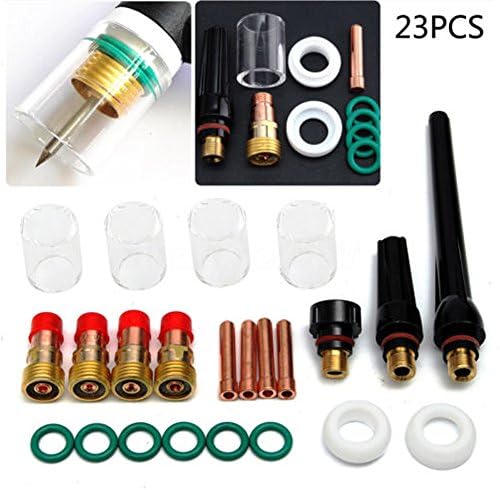 xlpace TIG Welding Torch Collet Gas Lens #10 Pyrex Glass Cup Kit Tools For SP WP-17/18/26 23pcs