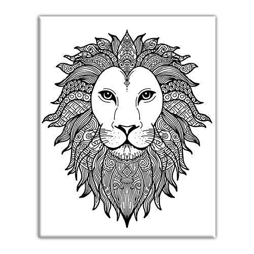 Amazon Com Lion Head Coloring Canvas For Adults Pre Printed Stretched Primed Canvas To Color 8 X 10 Inches Handmade