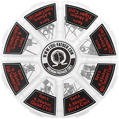 MENGLAJG 48Pcs 8 in 1 Prebuilt Coil Clapton Wire Premade Coils Tiger Alien Fused Twisted Coil Fit DIY RDA Atomizer
