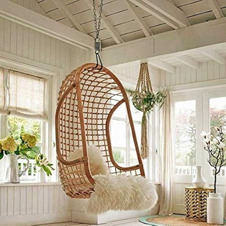 HOUSANDREAMS Amour Dario Rattan Wicker Hanging Chair (Beige)