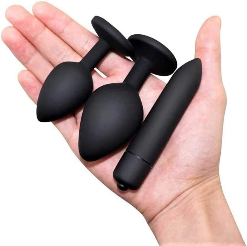 4 Pcs/Set Soft Silicone Bûtt Pl'uģ Set Round Luxury Gem Design Ànâles Plùg for Women&Men Beginner-with Víbratíng Másságe Stick: Health & Personal Care