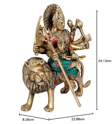 AONA Brass Durga Idol for Temple and Home Puja, Auspicious Gift and Collectible Statue, Ideal for Spiritual Decor, Diwali, Navratri, and Festive Gifting | Weight : 3.5 KG 4
