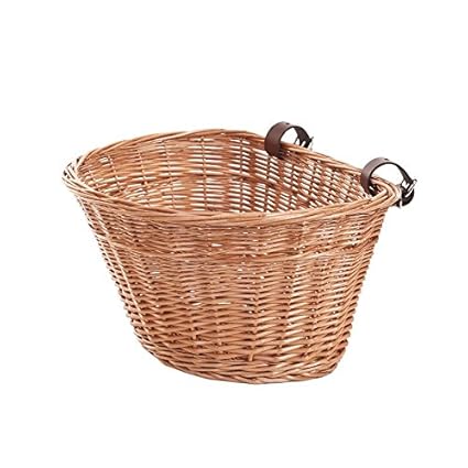 e-wicker24 Fahrradkorb aus Weide, Korb, honiggelb 43 x 39 x 28 cm