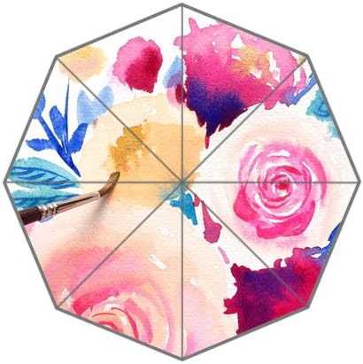 Flipped Summer Spring Fever Floral Watercolor Customized Art Prints Umbrella