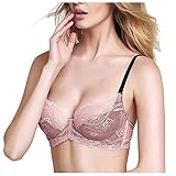 Eve's Temptation Bella Unlined Bra Comfortable and Sexy Lace up Bras for Women,Pink,38D