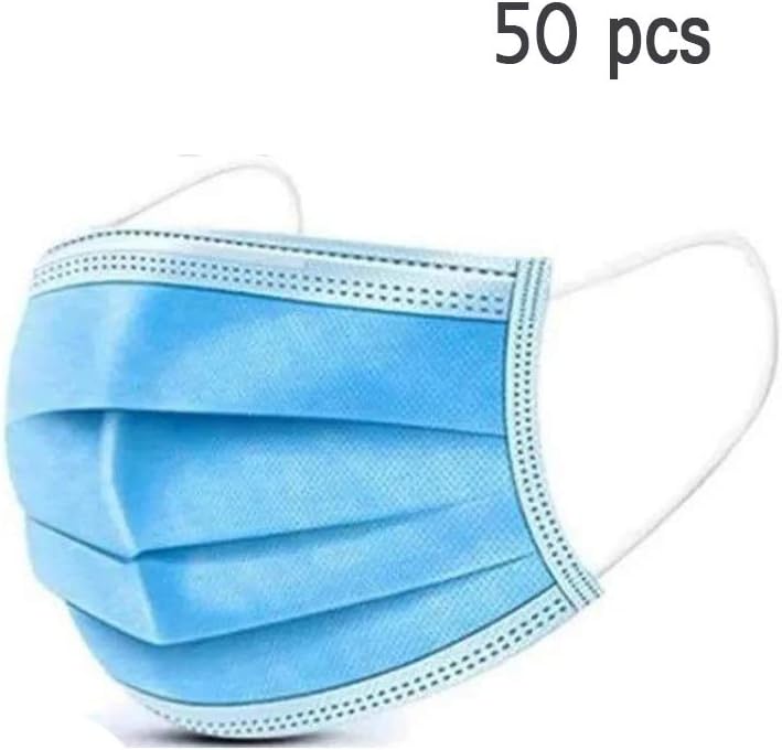 50 pcs Disposable Face Masks Earloop Mouth Face Blue 3Layer Mask