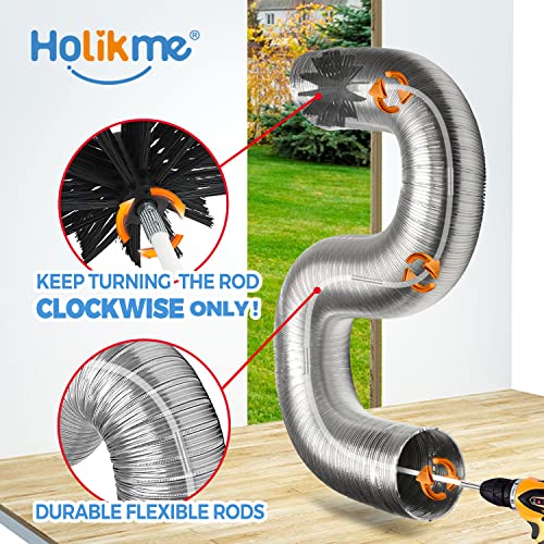 Holikme 40 Feet Dryer Vent Cleaner Kit Flexible Lint Brush with Drill