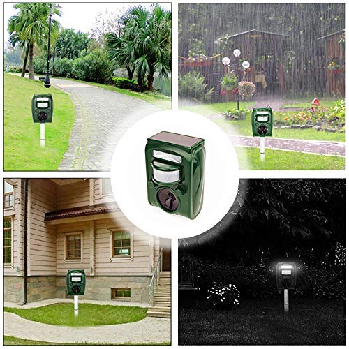 ZOVENCHI Solar Powered Ultrasonic Animal Repeller,Waterproof,Motion Activated & LED Lights,Scare unwanted Animals Away, Like:Cats/Dogs/Squirrels/Raccoons/Foxes/Skunks/Rabbit etc,Protect Your Land.