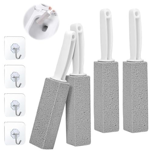 YOKNETIG 4pcs Escobillas de Inodoro de Piedra,Bloque para Limpieza,Escobilla De Baño De Piedra Pómez con Mango Colgante para Manchas de Agua Dura en Inodoros,Parrillas,Azulejos y Lavabos (4)