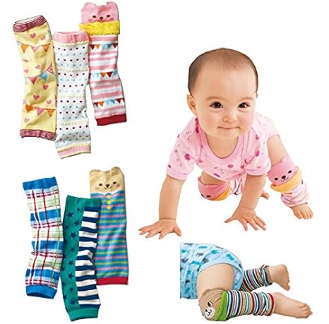 Luckystaryuan ® Christmas Gift Set of 6 Cotton Baby Leg Warmers Kneepad Protector Sock (3pairs boy style and 3 girls style)