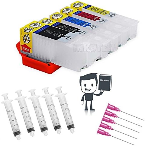 5 Empty Refillable Cartridges for 273 T273XL Auto Reset Chips (ARC)